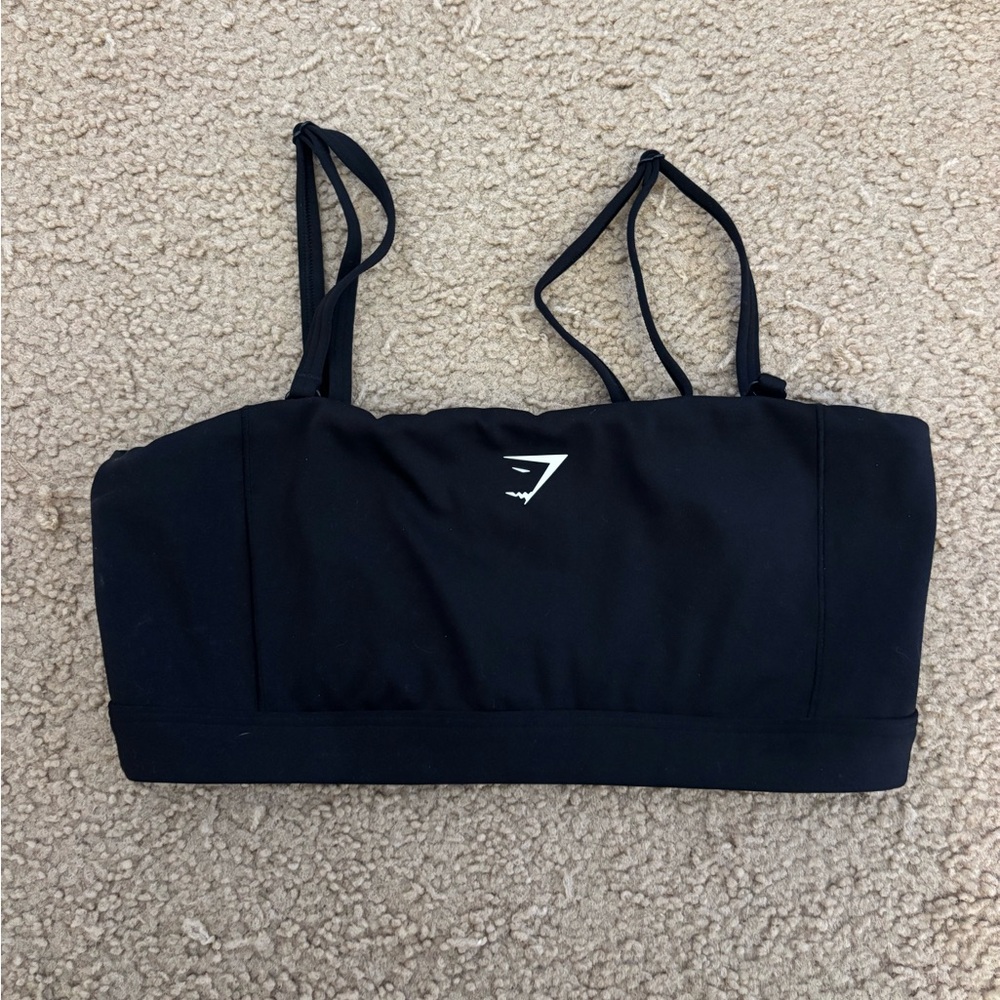 Gymshark Black Sports Bra with White Logo